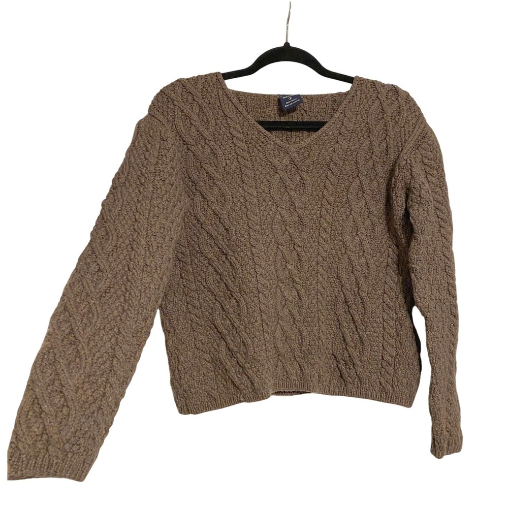 Vintage Wool Cable Knit Brown Sweater Small Heritage Chunky Scandigirl Fisherman